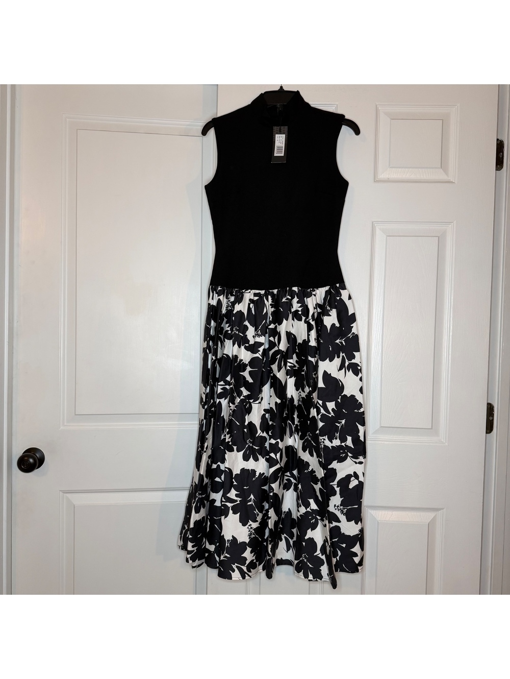 Isaac Mizrahi Sleeveless Ponte Midi Dress Noir Floral Womens XS Pockets
